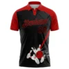 Custom Black Red 3D Pattern Design Bowling Performance Golf Polo Shirt - Image 2