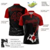 Custom Black Red 3D Pattern Design Bowling Performance Golf Polo Shirt - Image 4