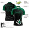 Custom Black Kelly Green 3D Pattern Design Bowling Performance Golf Polo Shirt - Image 3